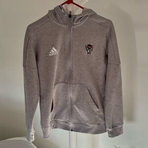 NC State Adidas Gray Zip-Up Hoodie